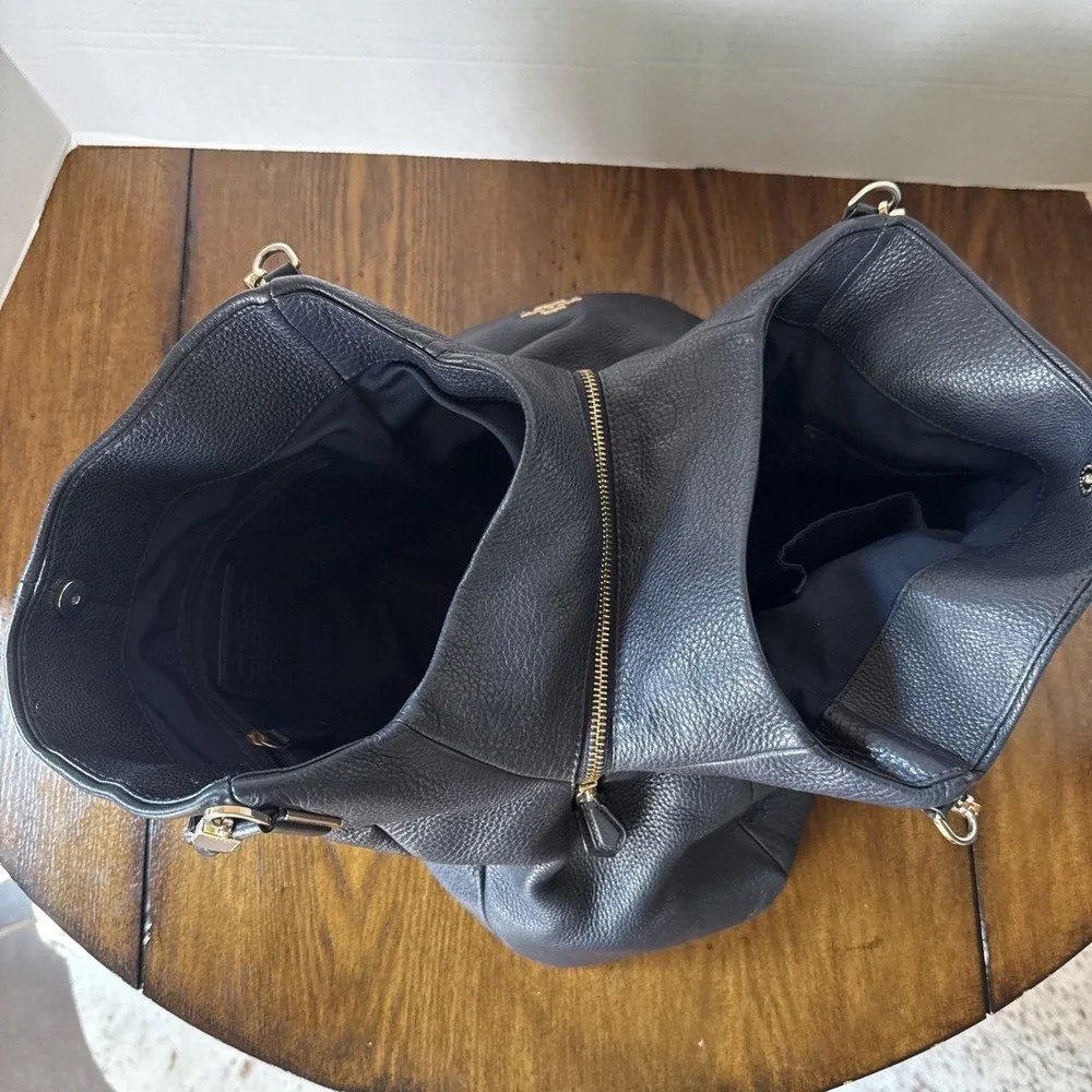 Coach Madison Phoebe Black Pebbled Leather Hobo Tote